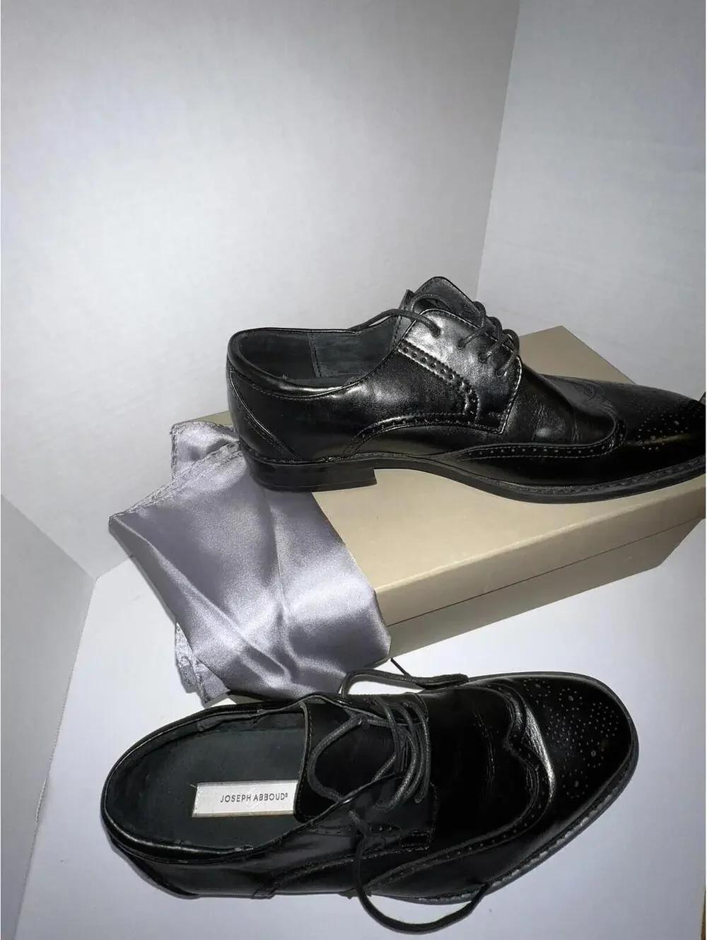 Joseph Abound Men's Black Leather Wingtip Lace-Up Oxford Dress Shoes Size 10 D